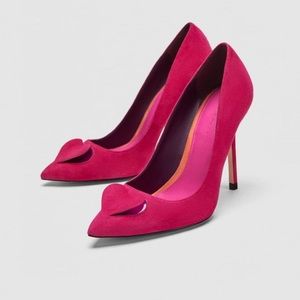 Zara Fuchsia heels with heat on the pointed heels